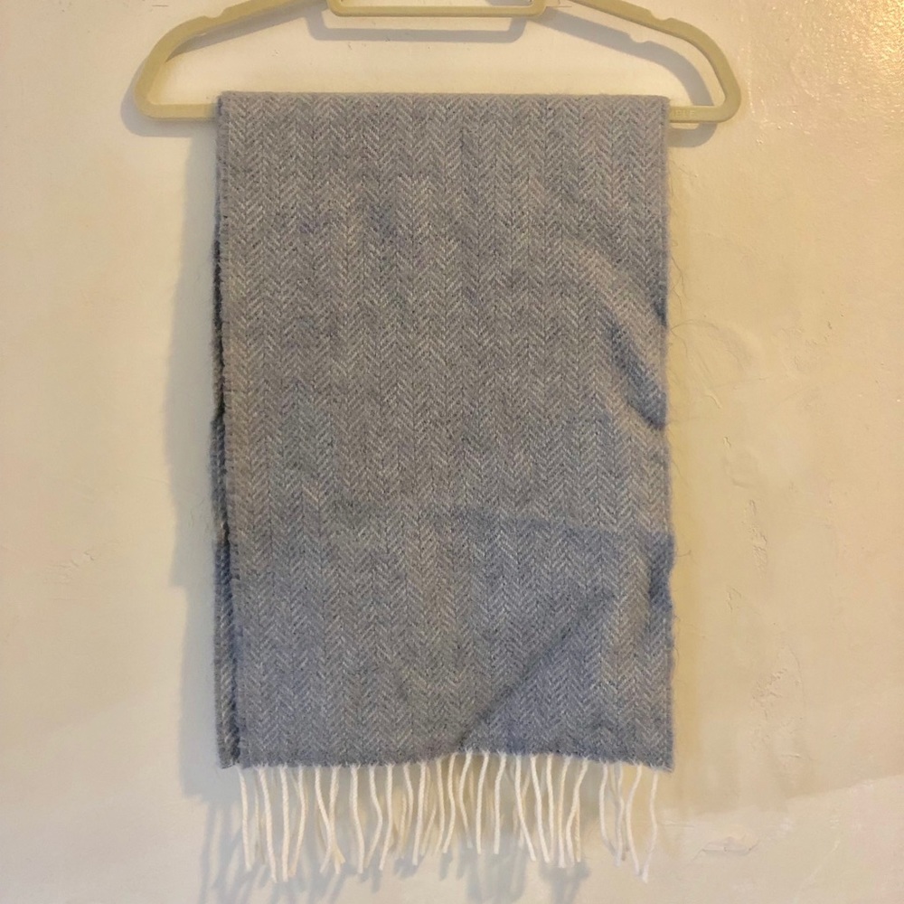 Wool JCrew Scarf, Gray Herringbone